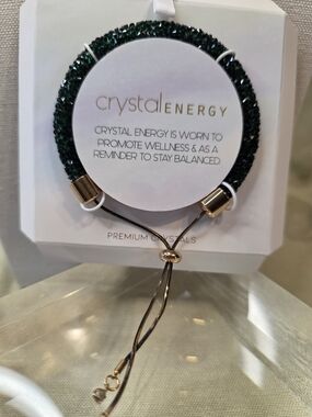 #1041 Crystal Energy Dark Green Crystal Adjustable Bracelet